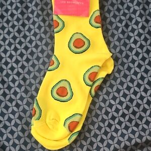 Vibrant Yellow and Green Avocado Pattern Casual Socks